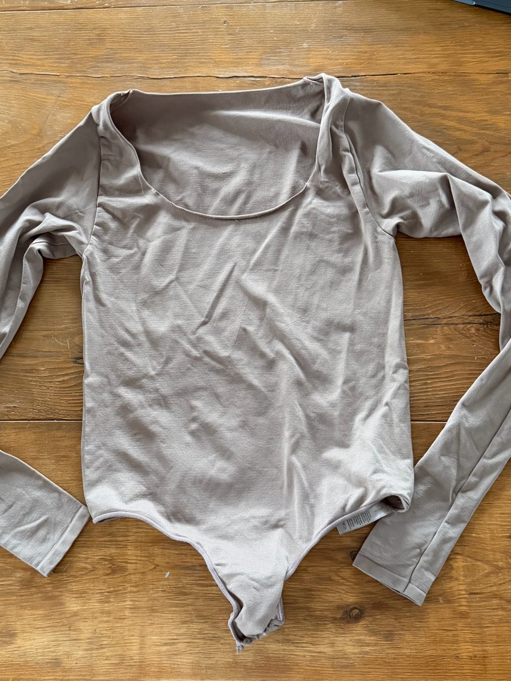 SKIMS Taupe Long Sleeve Scoop Neck Bodysuit
